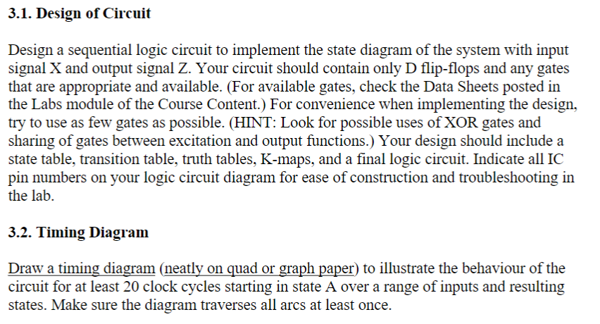 Solved 3.1. Design of Circuit Design a sequential logic | Chegg.com