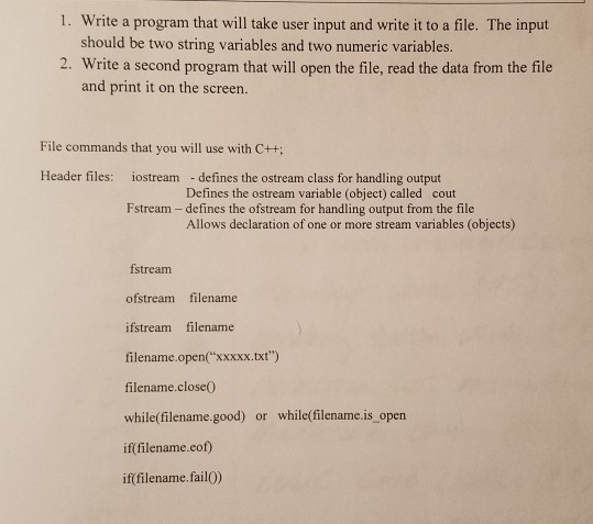 Solved 1. Write a program that will take user input and | Chegg.com
