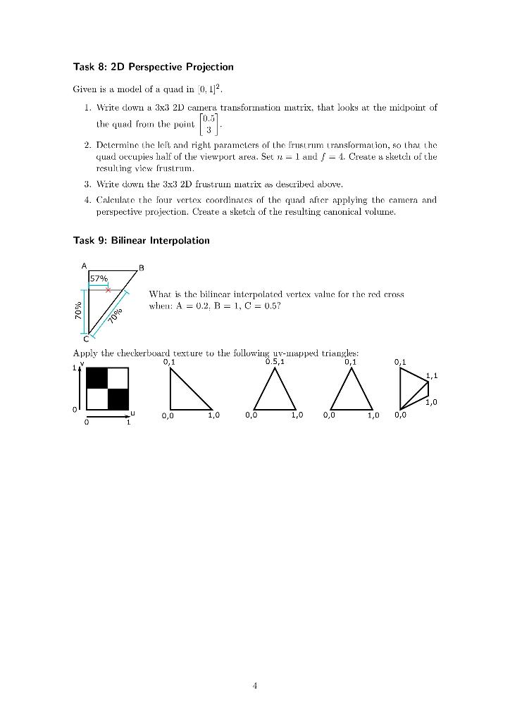 Task 8: 2D Perspective Projection Given Is A Model Of | Chegg.com