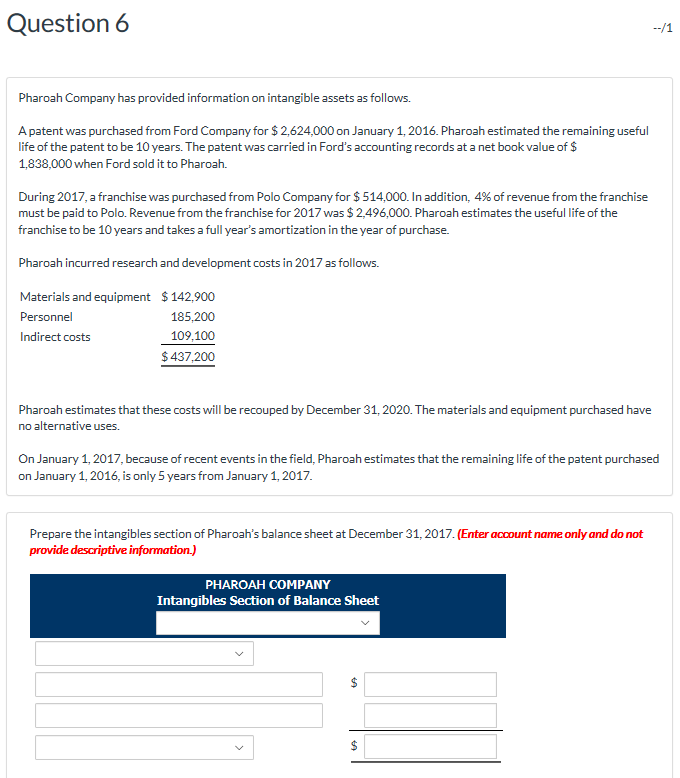 Solved Question6 Pharoah Company Has Provided Information On | Chegg.com