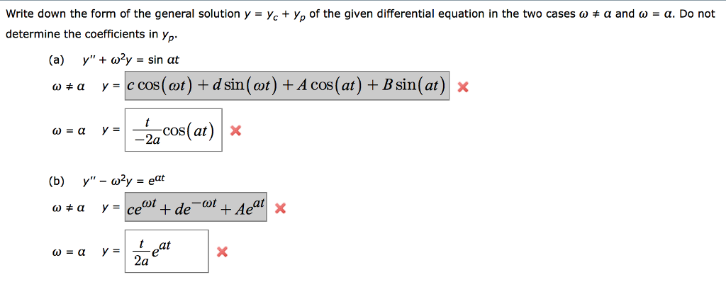 Solved Write down the form of the general solution y = yc + | Chegg.com