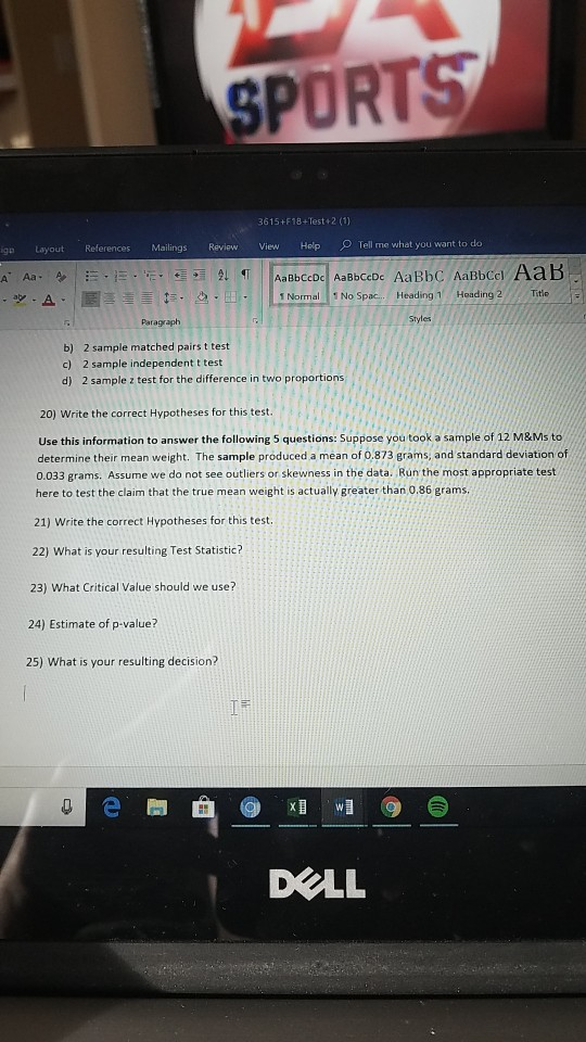 Solved SPORTS 3615+F18+Test+2 (1) References Mailings Review | Chegg.com