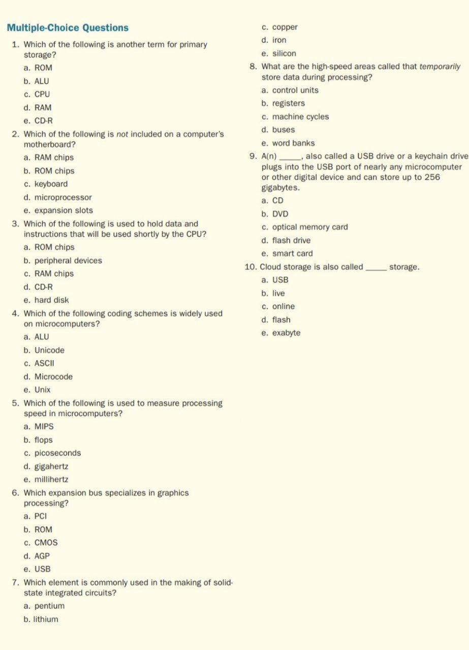 RAM And ROM MCQ Quiz Questions And Answers - ProProfs Quiz