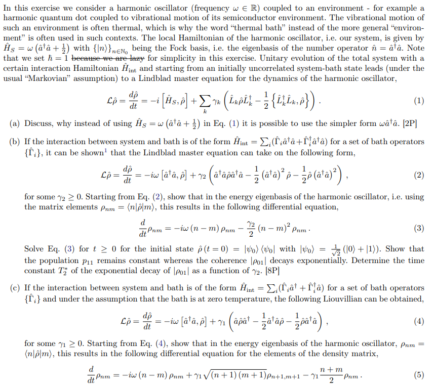 In this exercise we consider a harmonic oscillator | Chegg.com