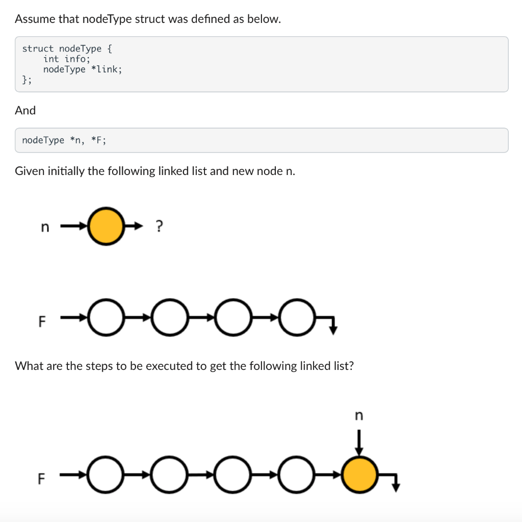 Solved Assume that nodeType struct was defined as below. | Chegg.com