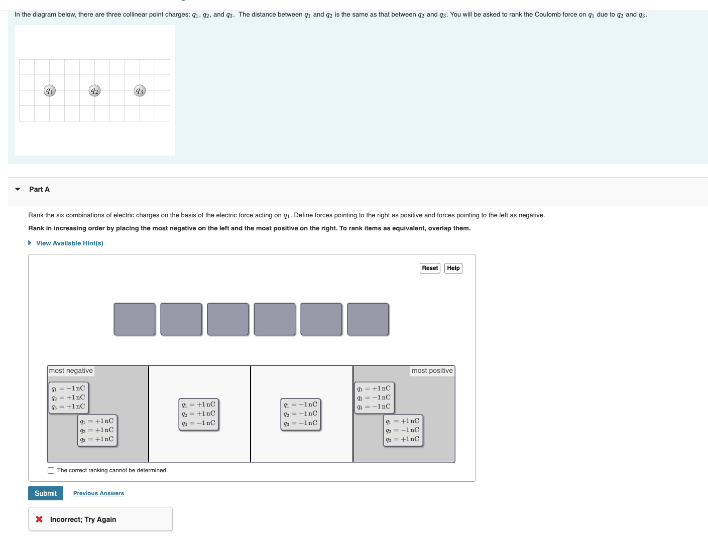 Solved Rank the six combinations of electric charges on the