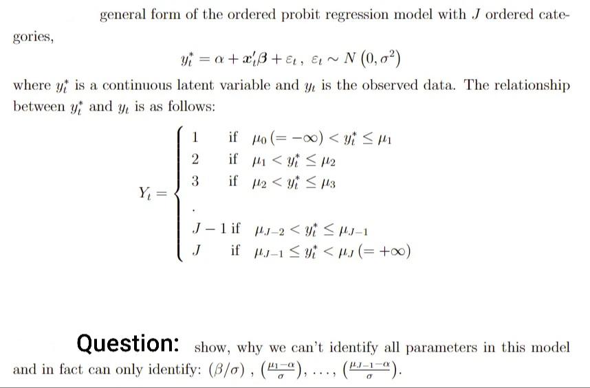 general form of the ordered probit regression model | Chegg.com