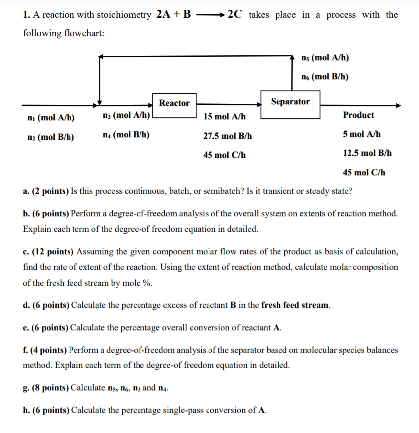 Solved 2C takes place in a process with the 1. A reaction | Chegg.com