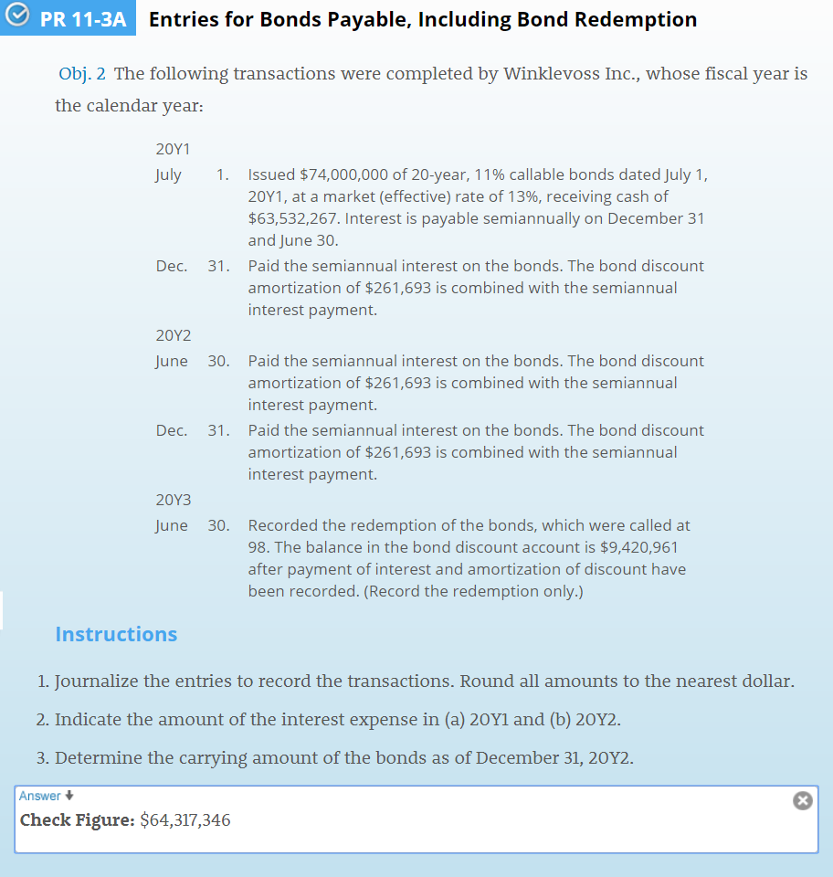 Solved Entries for Bonds Payable, Including Bond Redemption