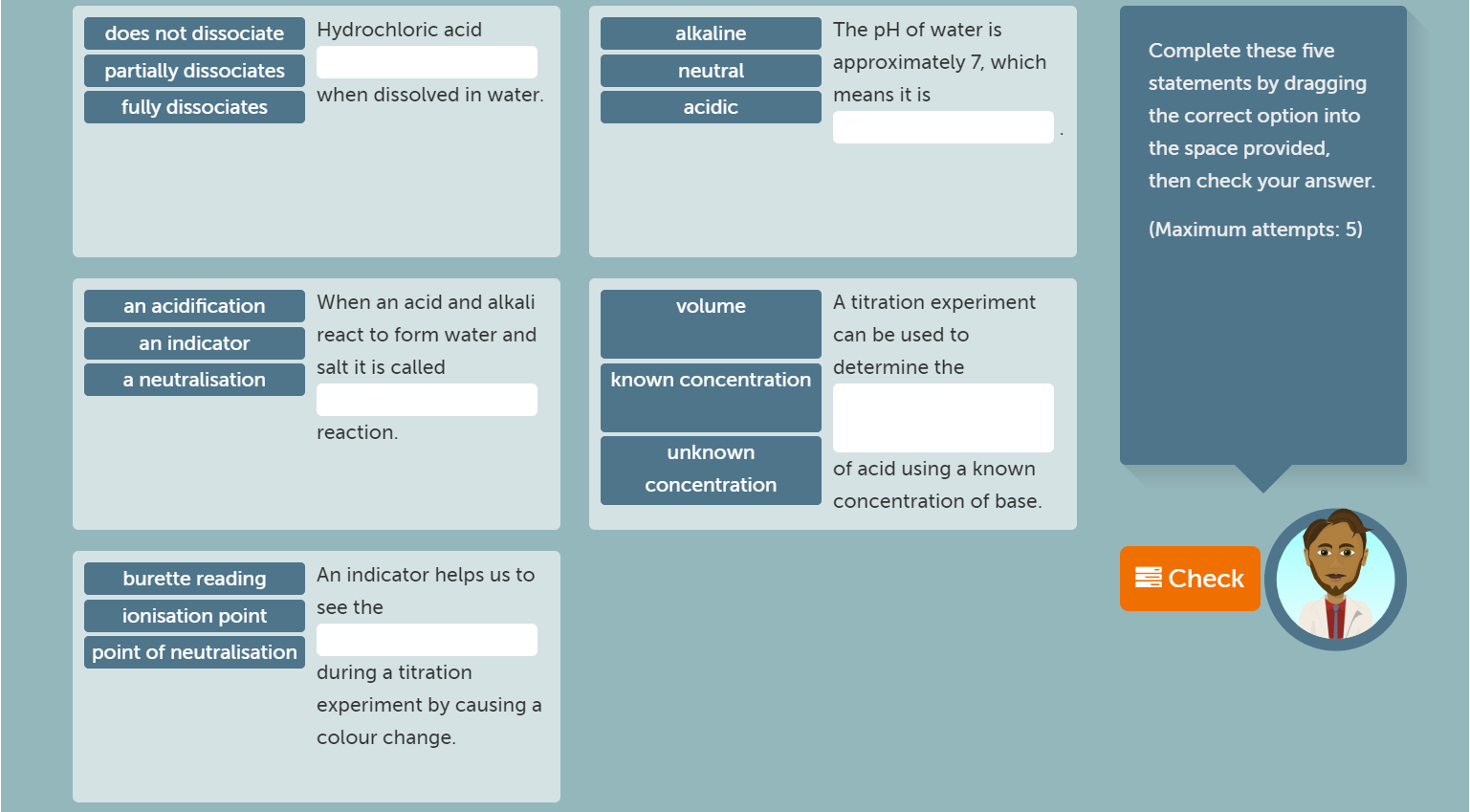 Solved does not dissociate Hydrochloric acid alkaline The pH | Chegg.com