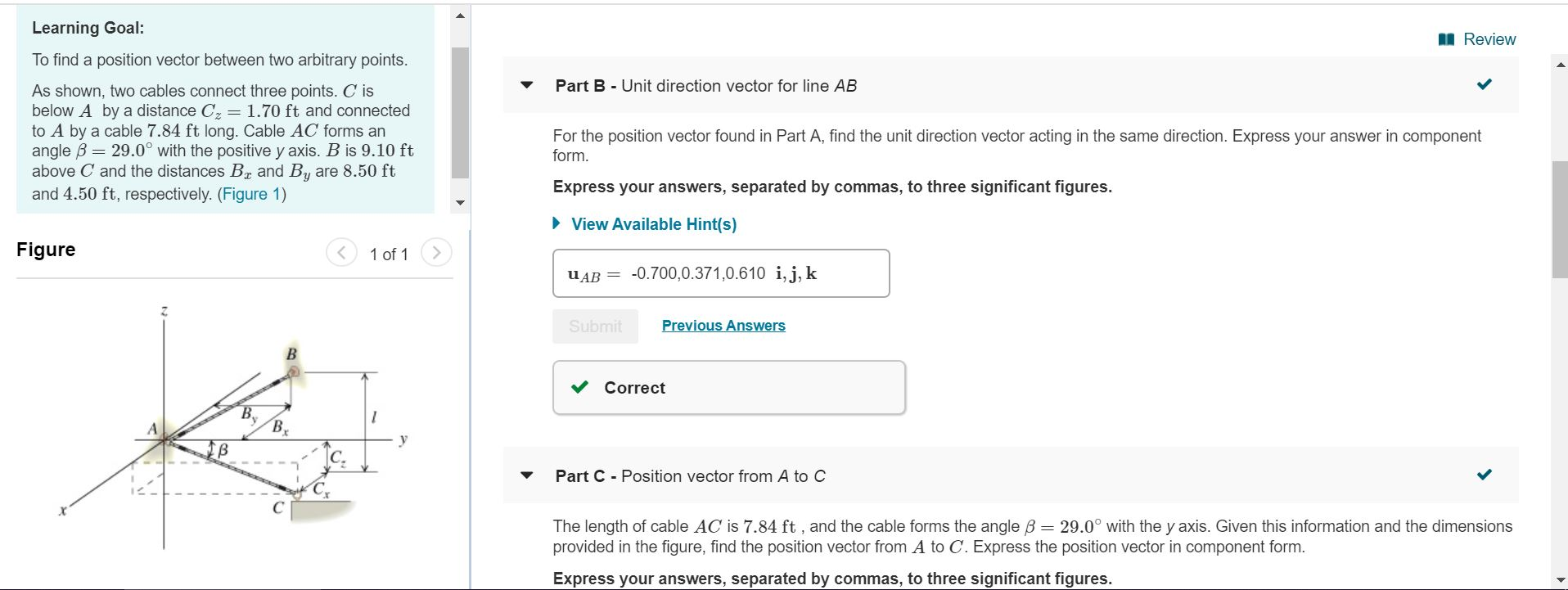 Solved m Review Learning Goal: To find a position vector | Chegg.com