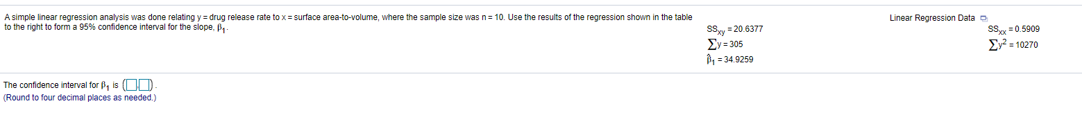 Solved A simple linear regression analysis was done relating | Chegg.com