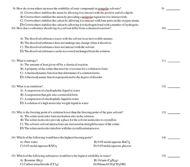 Solved 9) How do crown ethers increase the solubility of | Chegg.com