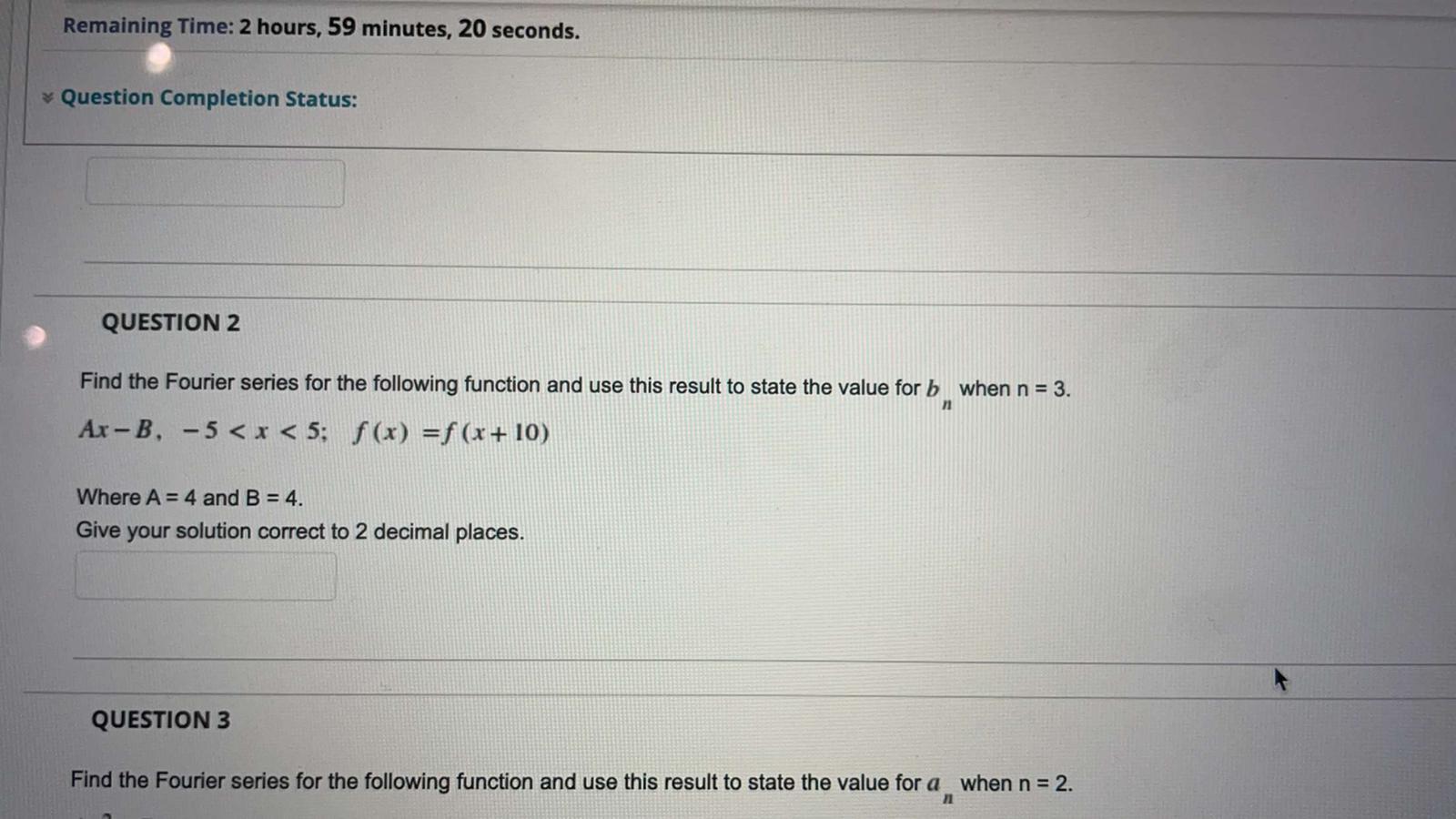 Solved Question Completion Status: QUESTION 1 Find ao 3 the | Chegg.com