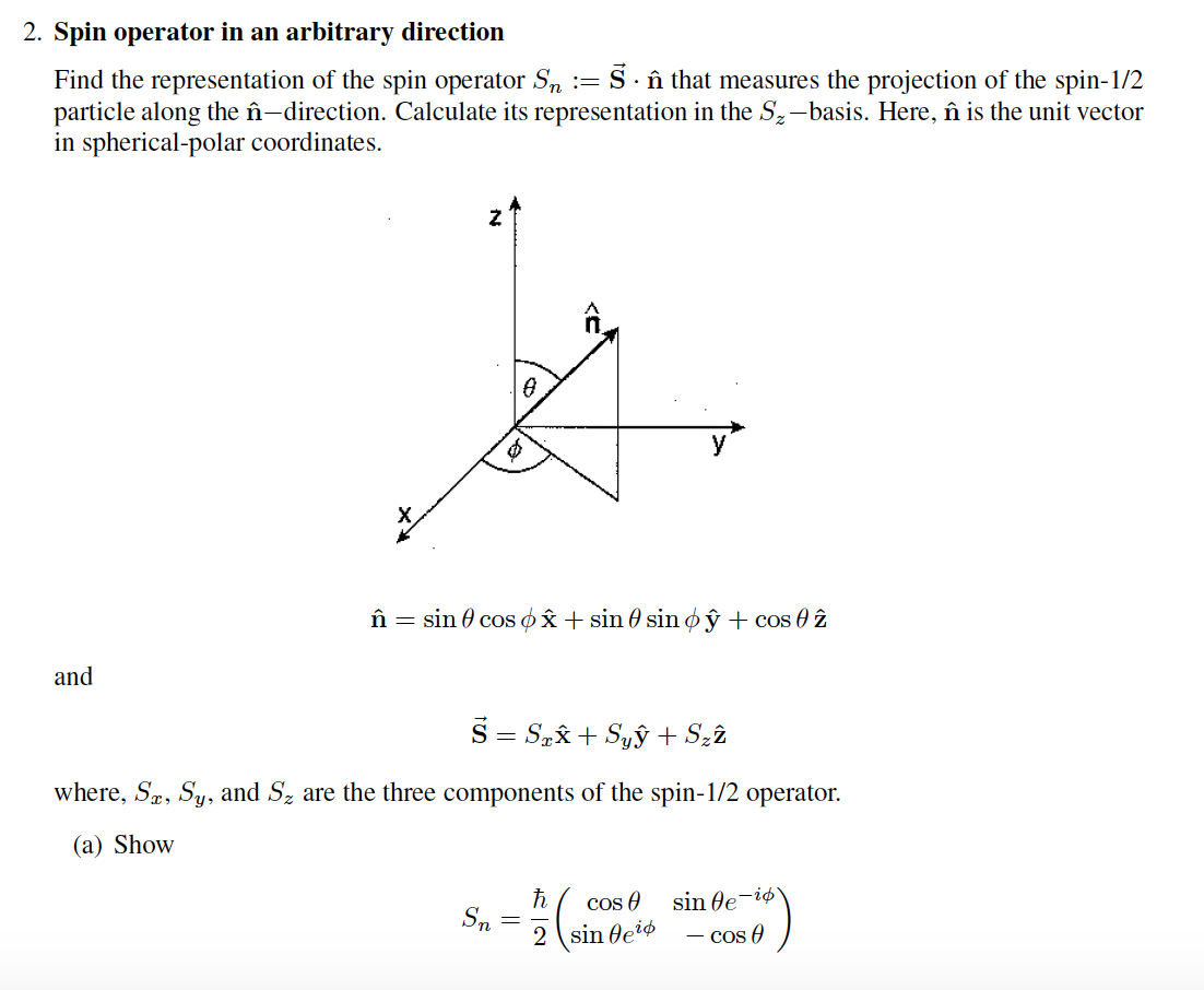 2 Spin Operator In An Arbitrary Direction Find The Chegg Com