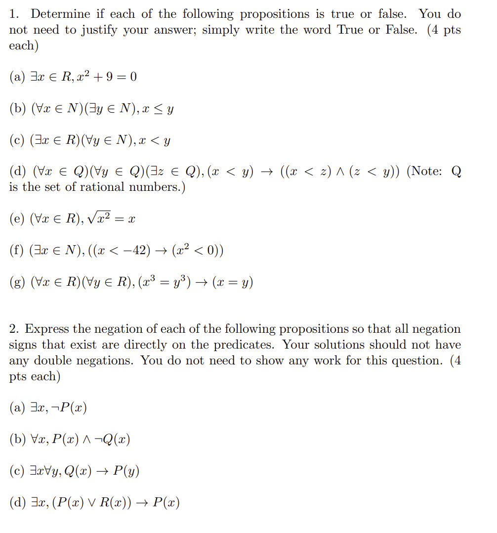 Solved 1. Determine If Each Of The Following Propositions Is | Chegg.com