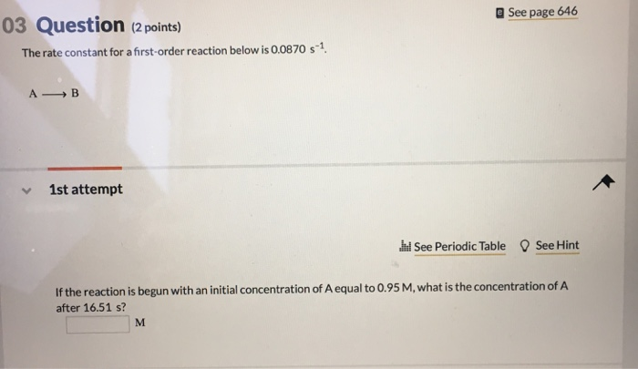 Solved a See page 646 03 Question (2 points) The rate | Chegg.com
