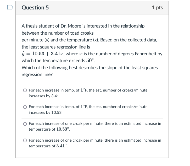 Solved Question 5 1 pts A thesis student of Dr. Moore is | Chegg.com