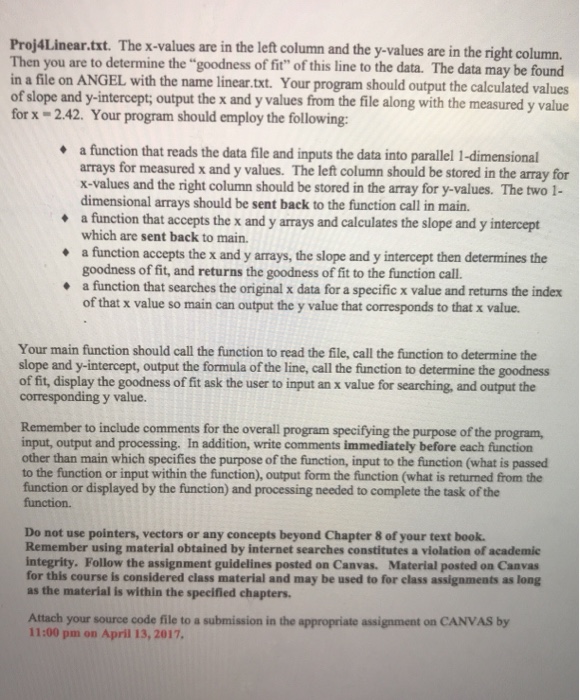 Solved DONT USE POINTERS OR VECTORS x y | Chegg.com