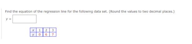 Solved Find the equation of the regression line for the | Chegg.com