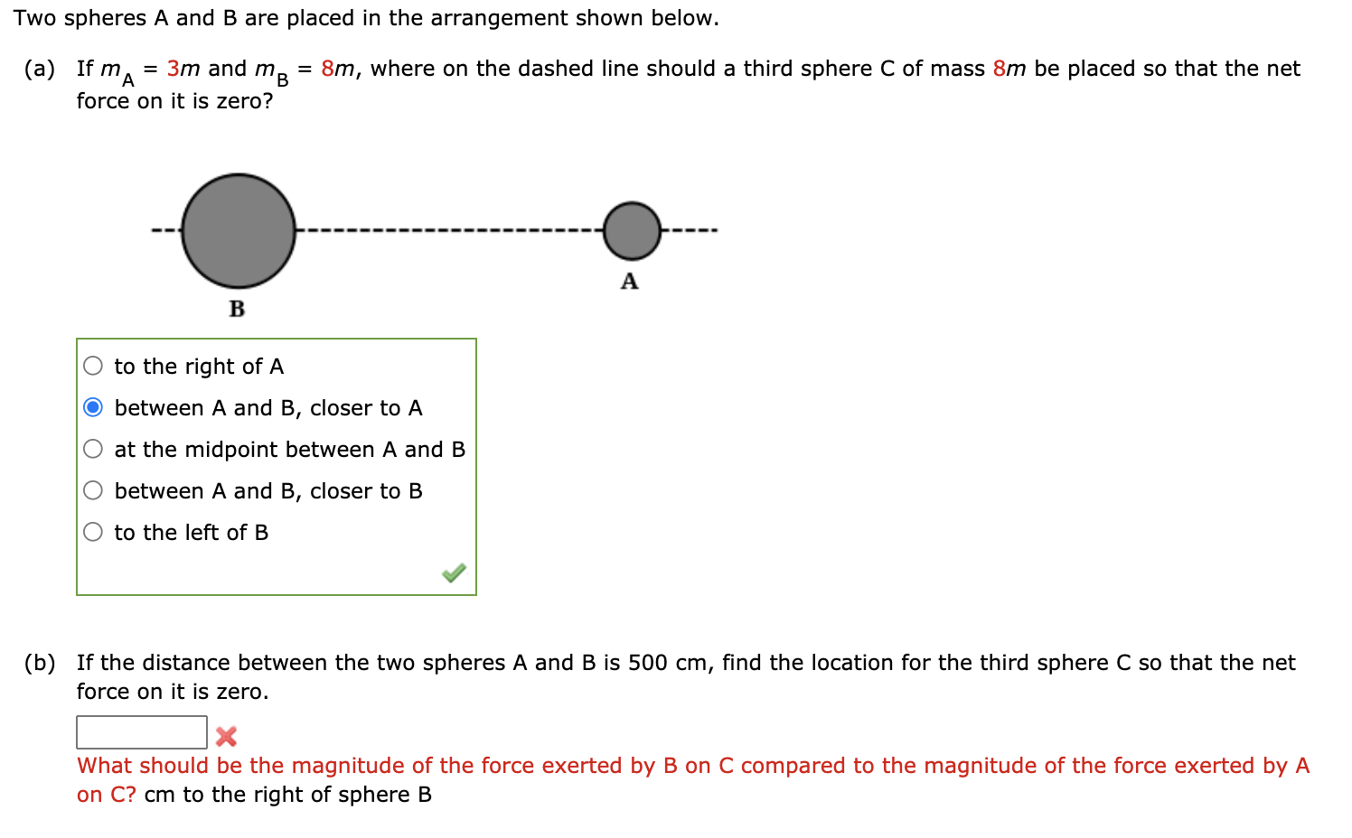 Solved Two Spheres A And B Are Placed In The Arrangement