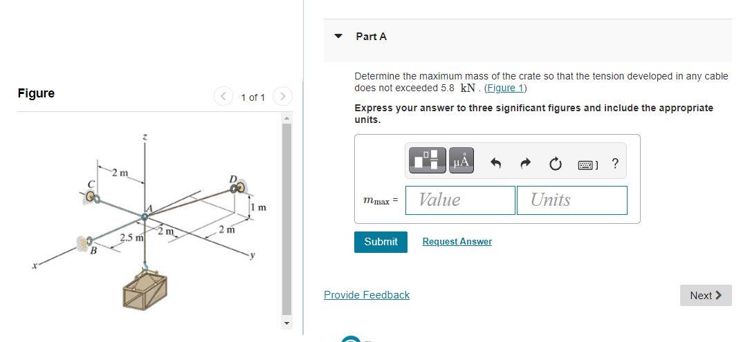 Solved Part A Figure 1 of 1 Determine the maximum mass of | Chegg.com