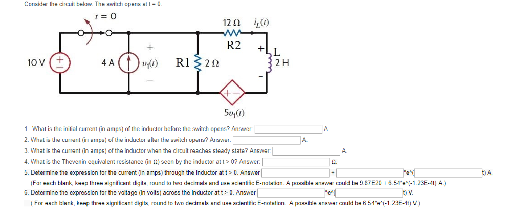 Solved Consider the circuit below. The switch opens at t0. | Chegg.com