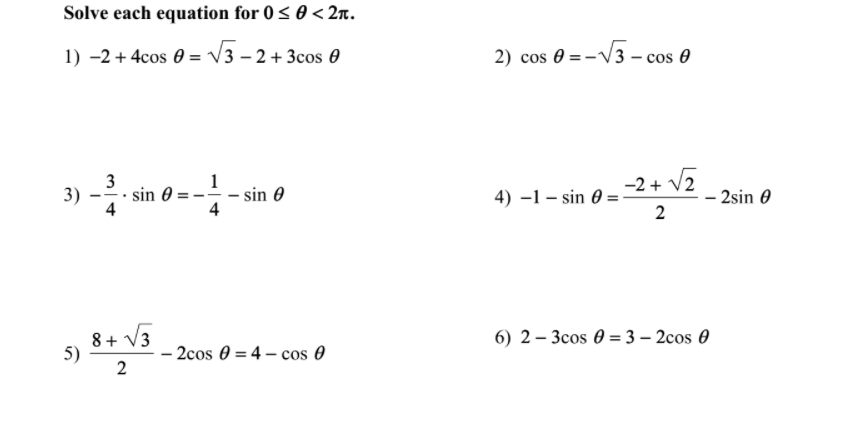 Solved Solve each equation for 0 so