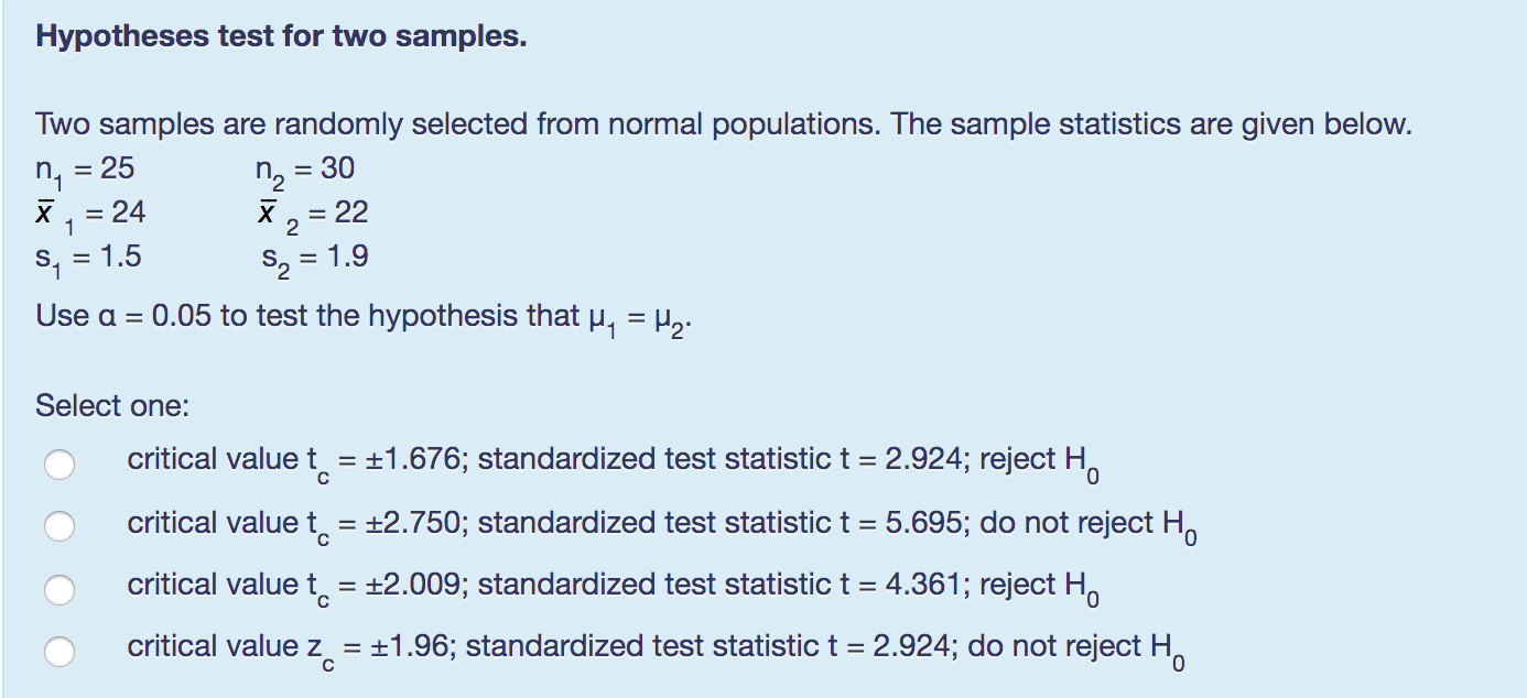 Solved Hypotheses Test For Two Samples Two Samples Are Chegg Com