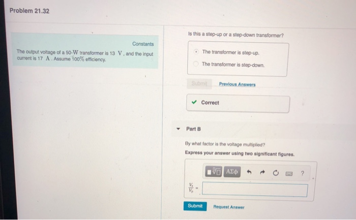 Solved Problem 21.32 s this a step-up or a step-down | Chegg.com