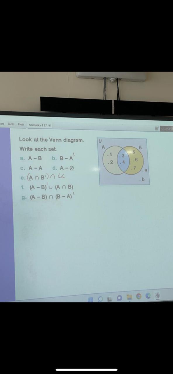 Solved Look At The Venn Diagram. Write Each Set A. A−B B. | Chegg.com