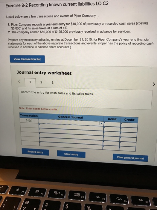 Solved Exercise 9-2 Recording known current liabilities LO | Chegg.com