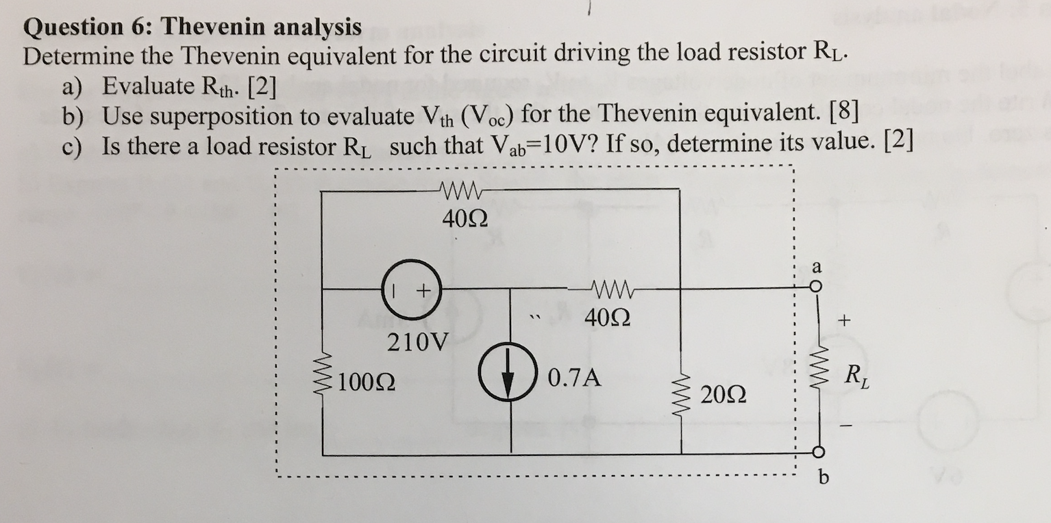 Solved Question 6: Thevenin analysis Determine the Thevenin | Chegg.com