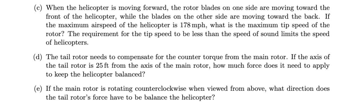 Solved Problem 4. Helicopters. Understanding of torque is | Chegg.com