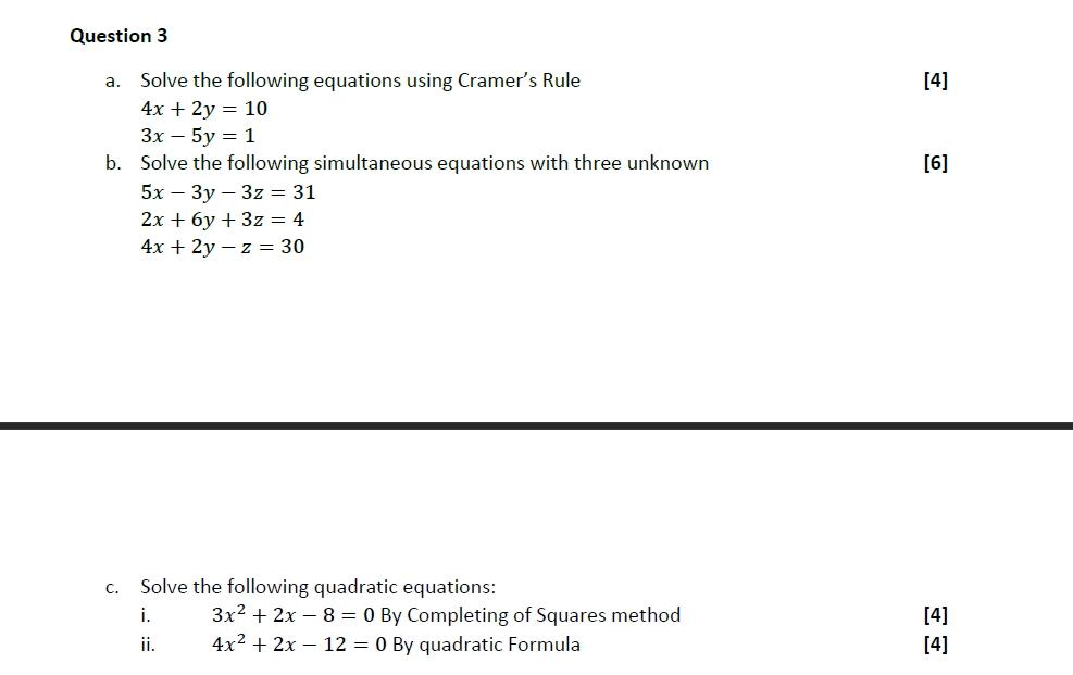 solve 2x 3y 10 x 6y 4 using cramer's rule