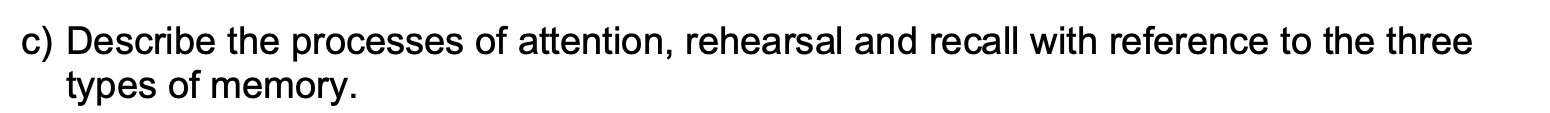 Solved c) Describe the processes of attention, rehearsal and | Chegg.com
