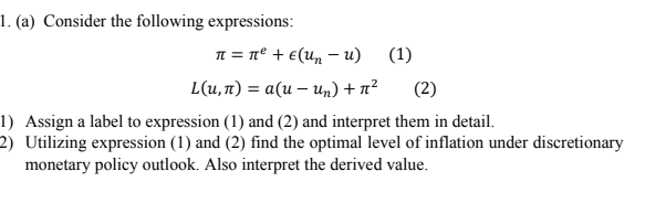 Solved 1. (a) Consider the following expressions: tt = Te + | Chegg.com
