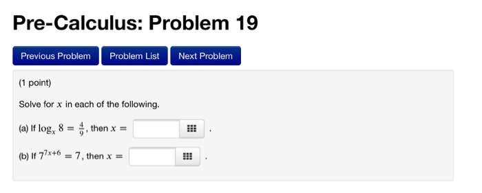 Solved Pre-Calculus: Problem 19 Previous Problem Problem | Chegg.com