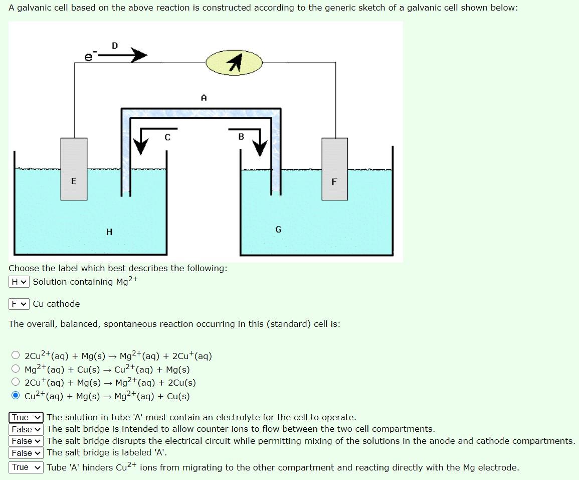 Solved A galvanic cell based on the above reaction is | Chegg.com