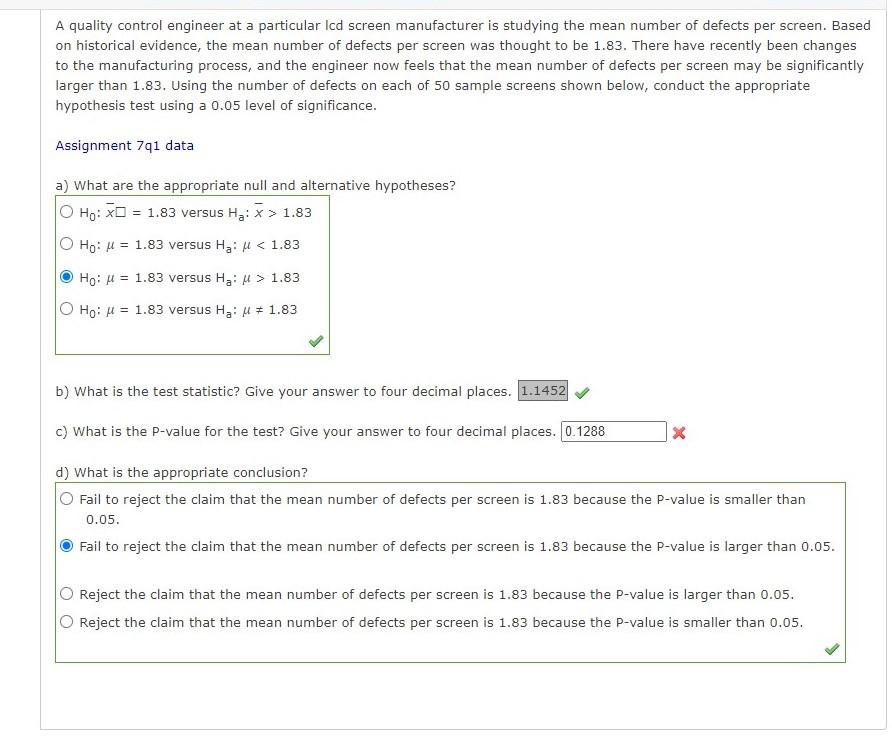 Solved m A quality control engineer at a particular lcd | Chegg.com