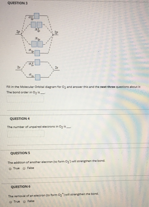 Solved QUESTION 3 t a "보다 -, Fill in the Molecular Orbital | Chegg.com