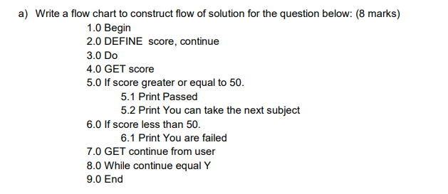 Solved a) Write a flow chart to construct flow of solution | Chegg.com