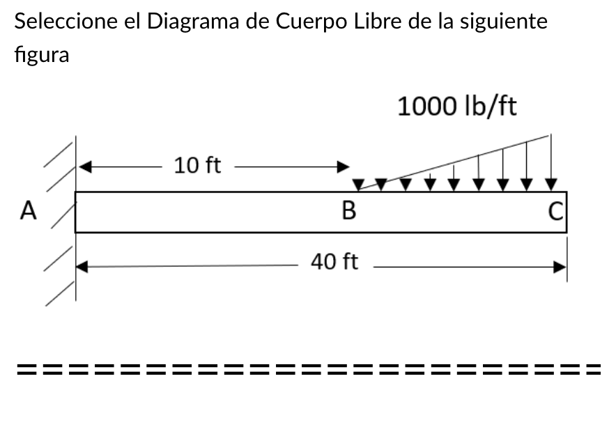 Seleccione el Diagrama de Cuerpo Libre de la siguiente figura