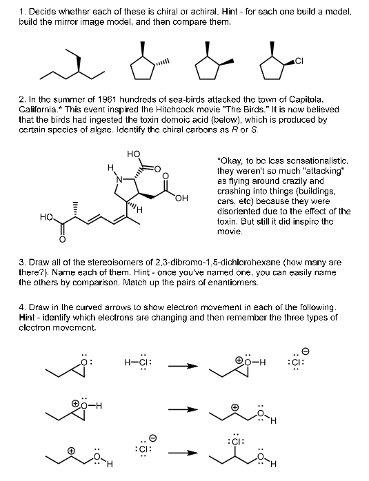 Solved 1. Decide whether each of these is chiral or achiral. | Chegg.com