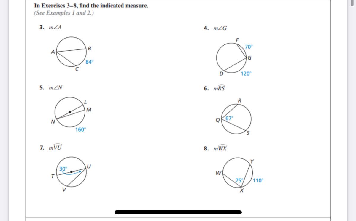 Solved In Exercises 3-8, find the indicated measure. (See | Chegg.com