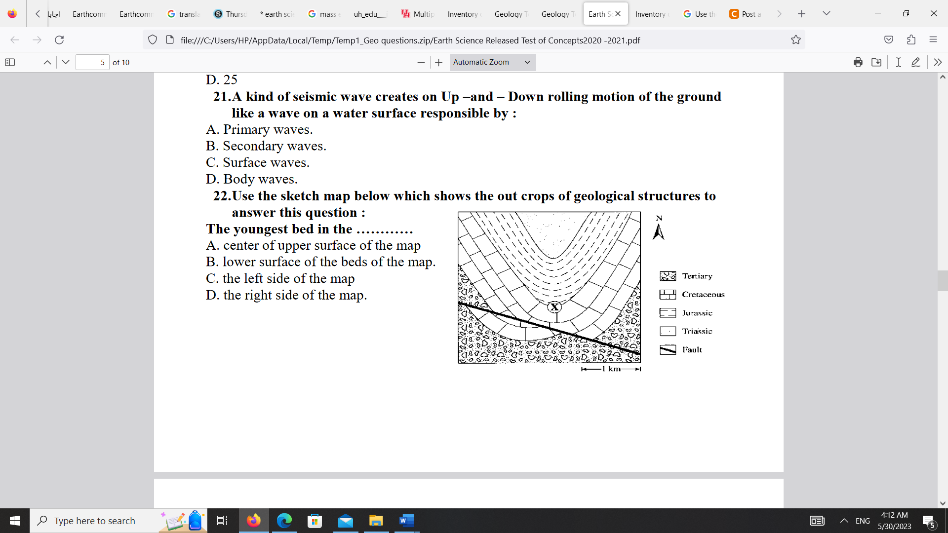 Solved .Use the sketch map below which shows the out crops | Chegg.com