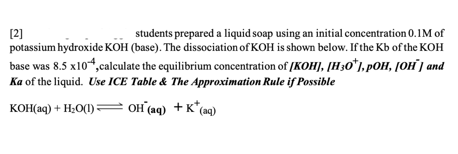 Solved [2] students prepared a liquid soap using an initial | Chegg.com