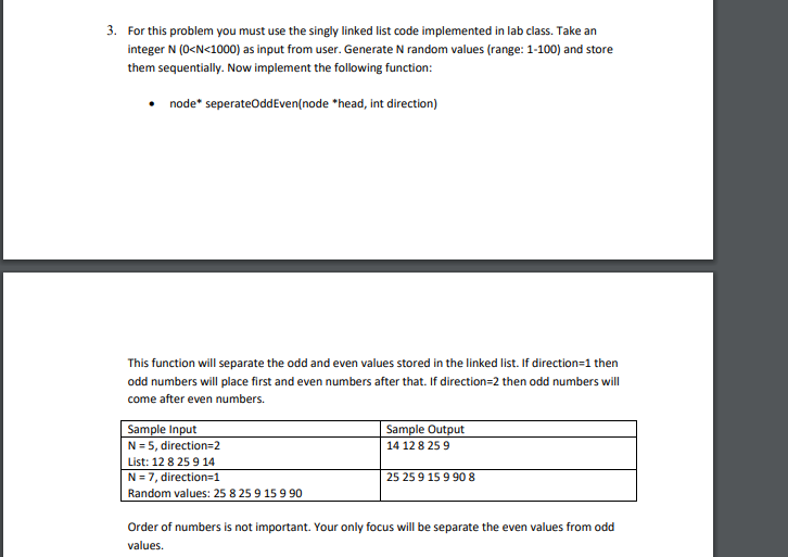 Solved 3. For this problem you must use the singly linked | Chegg.com
