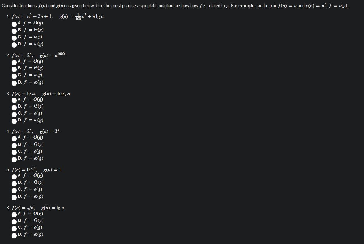 Solved Consider Functions F N And G N As Given Below U Chegg Com