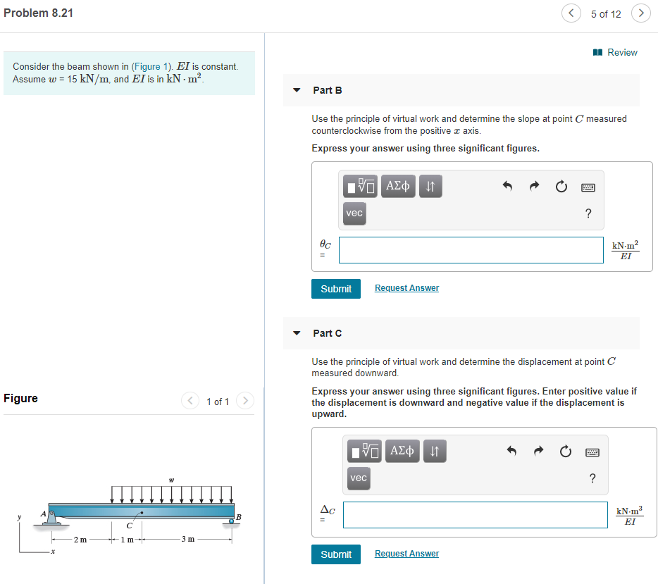 Solved Problem 8.21 5 of 12 > Review Consider the beam shown | Chegg.com